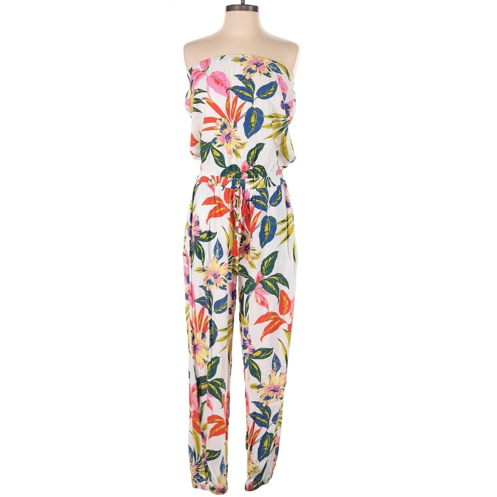 Blue Island Floral Strapless Jumpsuit - Multicolor